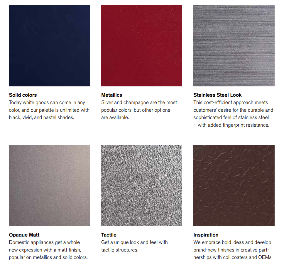 Domestic appliances finish options